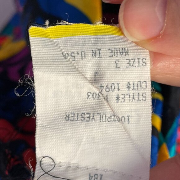 Vintage Womens DISCO PSYCHEDELIC Top Size 2X Pink Blue Satin Button Tunic Blouse - Picture 12 of 13